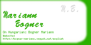 mariann bogner business card